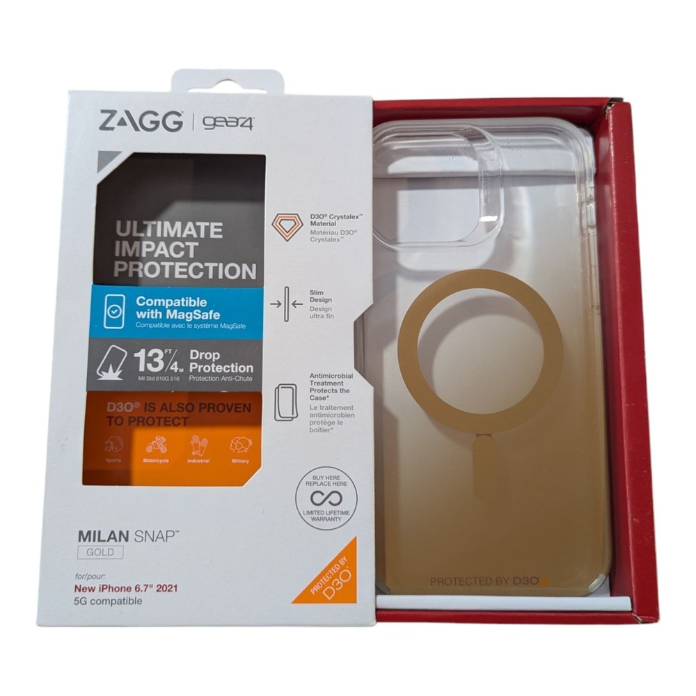 O7. ZAGG Gear4 Milan Snap MagSafe Case Apple iPhone 13 Pro Max (6.7 2021) - Gold